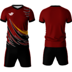 neck collar, and Custom sublimated rugby jersey and shorts set featuring dynamic flame claw graphic prints, V-neck collar, and durable stretch fabric by JACX Wears