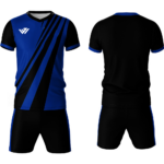 Custom sublimated rugby jersey and shorts set featuring a diagonal slash graphic design, contrast trim collar, and high-impact stretch fabric by JACX Wears