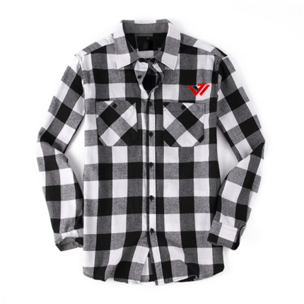 Custom Men's Black & White Plaid Flannel Shirt - Premium Cotton Plaid