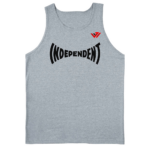 Men's heather grey graphic workout tank top with Independent chest print by JACX Wears