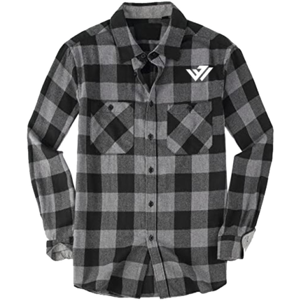 Custom Men's Black & Grey Plaid Flannel Shirt - Premium Cotton Plaid