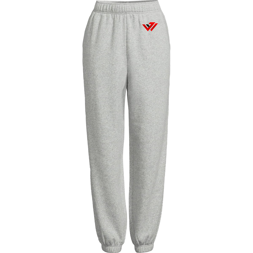 Light grey relaxed-fit fleece sweatpants with elastic cuffs and custom red logo embroidery by JACX Wears Light grey relaxed-fit fleece sweatpants with elastic cuffs and custom red logo embroidery by JACX Wears