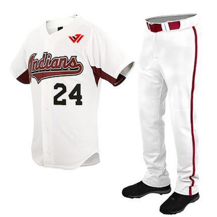 Custom White & Maroon Baseball Uniform Set