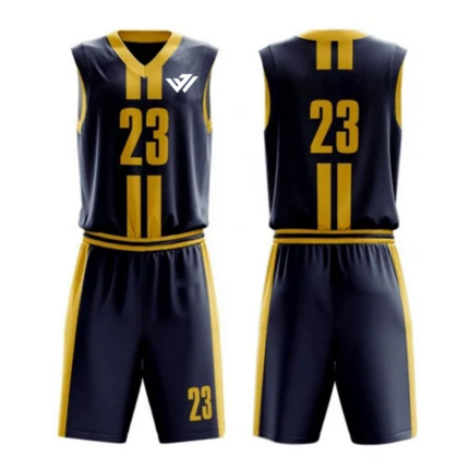 Custom Navy and Gold Basketball Uniform Set | JACX Wears