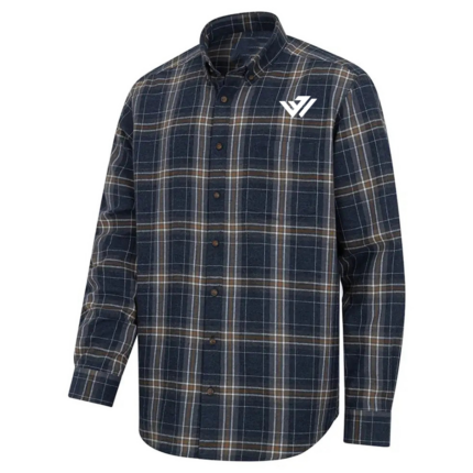Custom Men's Navy Plaid Flannel Shirt - Premium Cotton Plaid