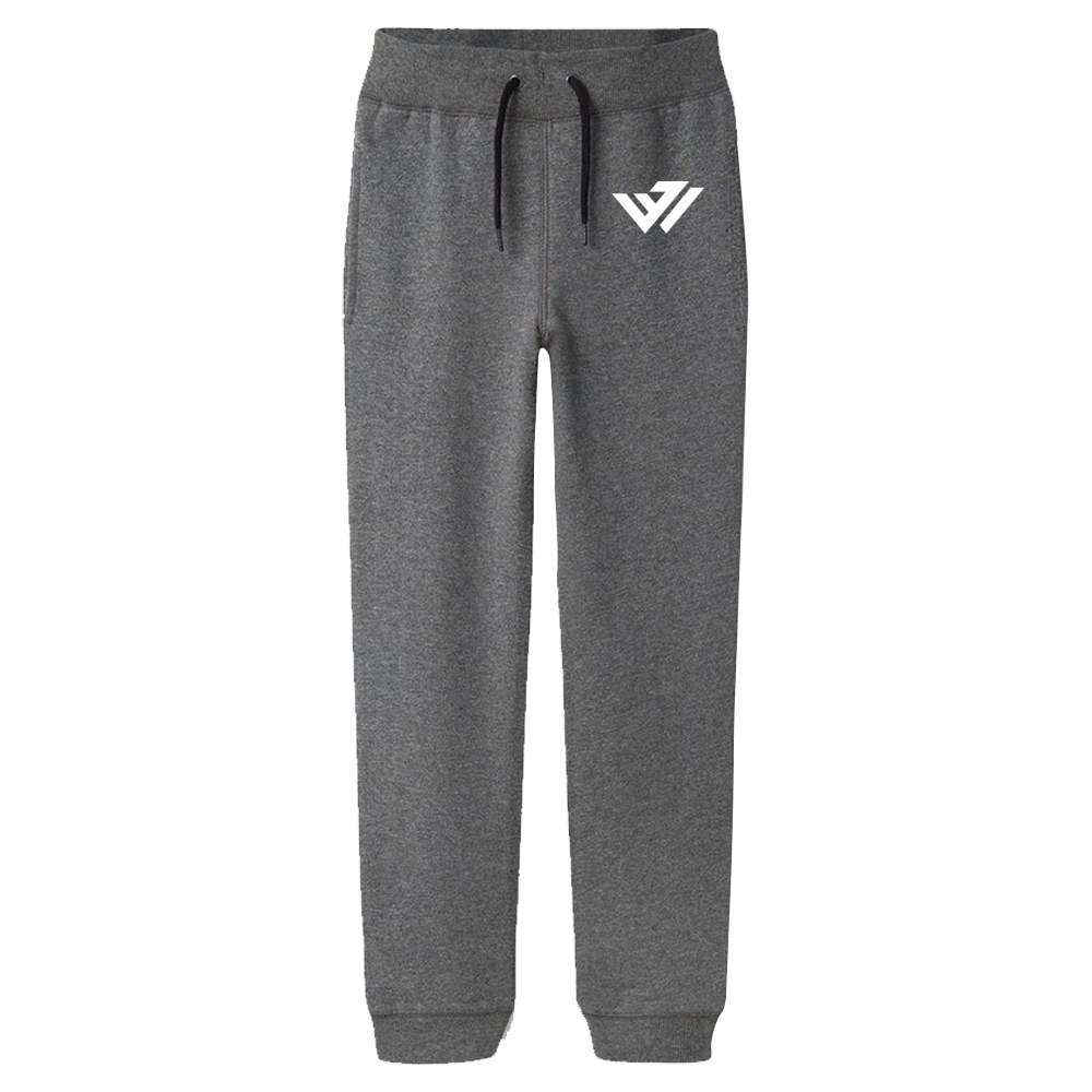 Custom Fleece Jogger Sports Pants Dark charcoal heather fleece jogger sports pants with custom white logo print by JACX Wears