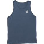 Men's slate blue athletic gym tank top with white chest logo by JACX Wears