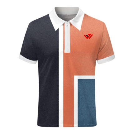 Mens Geometric Colorblock Zip Polo Shirt Wholesale Manufacturer JACX Wears