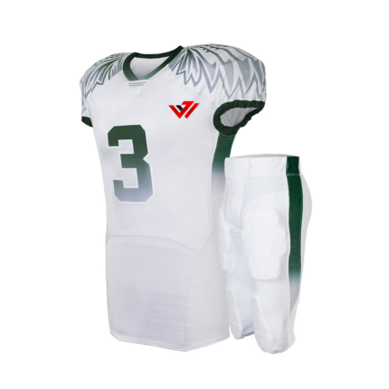 Custom White & Feather Patterned Shoulder Football Uniform Set