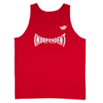 Men's heather red graphic workout tank top with Independent chest print by JACX Wears