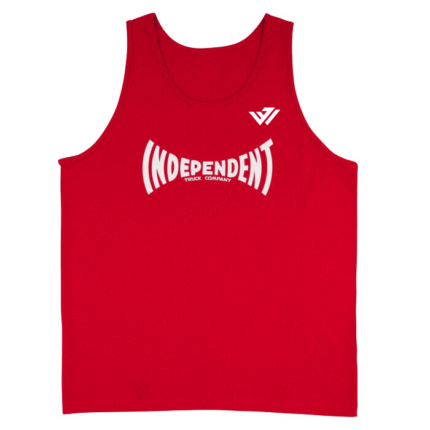 Men's heather red graphic workout tank top with Independent chest print by JACX Wears