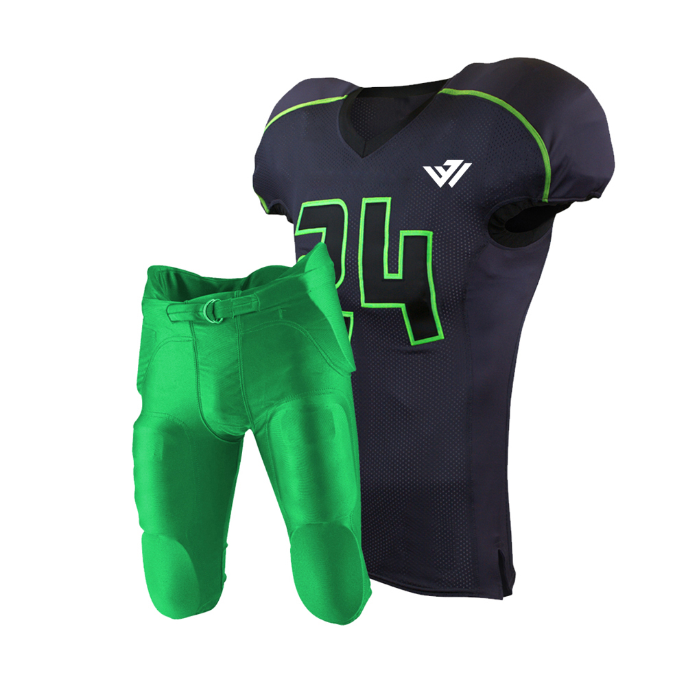 Custom Navy & Neon Green American Football Uniform Set