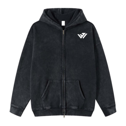 Custom vintage acid wash full zip hoodie with drop shoulders by JACX Wears