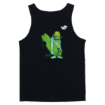 Men's black athletic tank top with green surf creature graphic and custom chest logo by JACX Wears