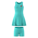 Custom sleeveless women's tennis dress and matching short set with custom chest logo by JACX Wears