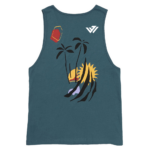 Men's slate blue athletic gym tank top with white chest logo by JACX Wears