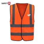 Custom orange high-vis reflective safety vest with silver reflective stripes by JACX Wears