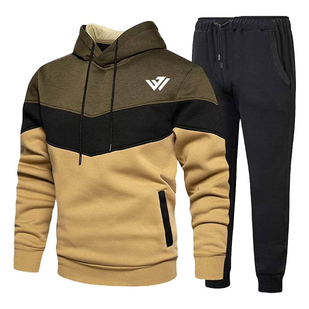 Men's Olive Fleece Hooded Tracksuit Mens Olive Fleece Hooded Tracksuit Wholesale Manufacturer JACX Wears