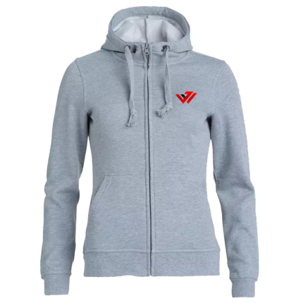 Custom women's grey heather full zip fleece hoodie with lined hood by JACX Wears