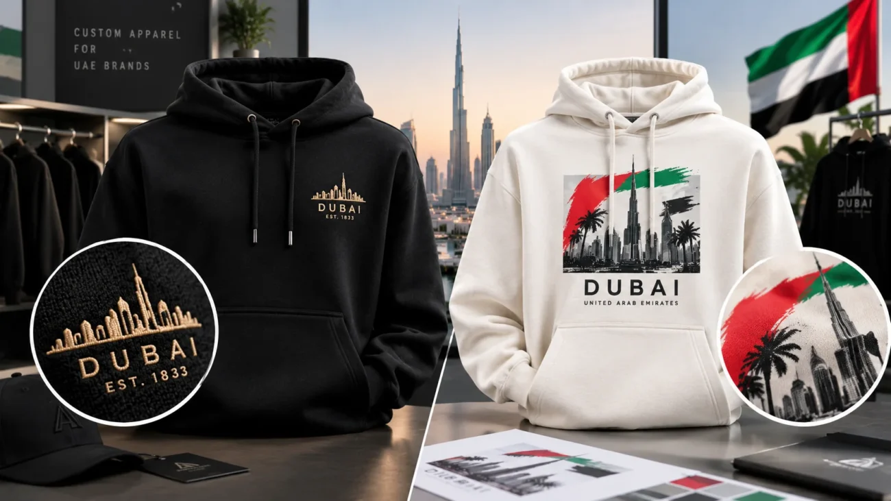 Custom Graphic Hoodies UAE: Embroidery vs Print Guide