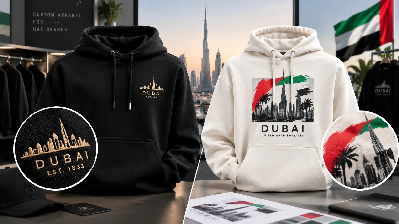 Custom Graphic Hoodies UAE: Embroidery vs Print Guide